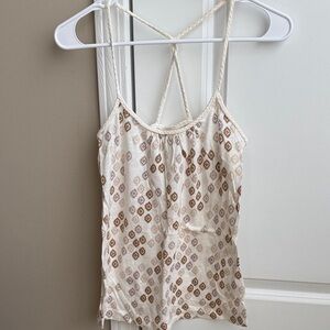 Old Navy Cream and Brown Patterned Top